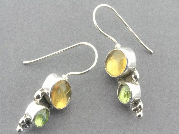 amber and citrine silver drop earrings