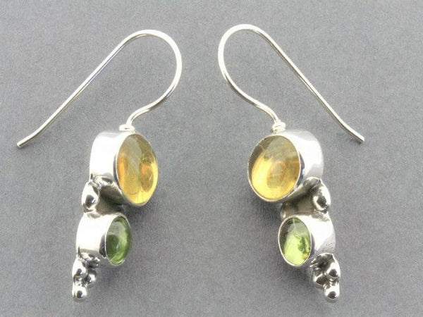 amber and citrine silver drop earrings