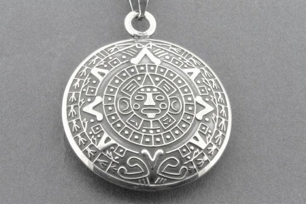 Curved Mayan Calendar Pendant necklace - double sided - sterling silver - Makers & Providers