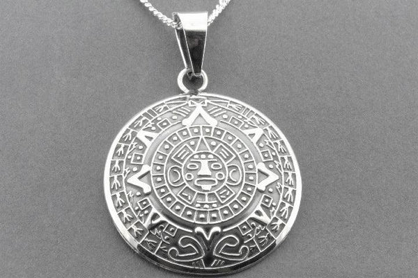 Curved Mayan Calendar pendant necklace - sterling silver - Makers & Providers