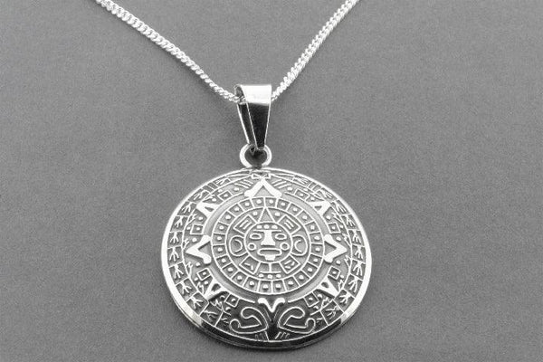 Curved Mayan Calendar pendant necklace - sterling silver - Makers & Providers