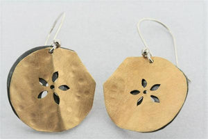 double disc pear earring - sterling silver with gold plated - Makers & Providers