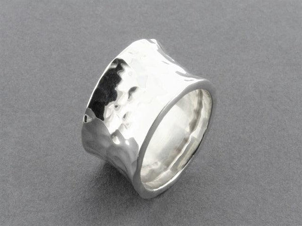 Hammered concave ring - sterling silver
