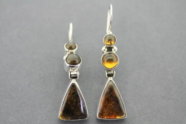 Hula earring - sterling silver & amber - Makers & Providers