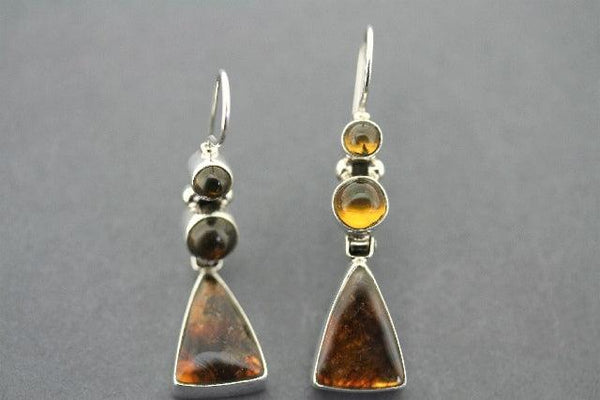 Hula earring - sterling silver & amber