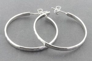 Narrow textured hoop stud - sterling silver - Makers & Providers