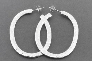 Oval hammered flattened hoops - sterling silver - Makers & Providers