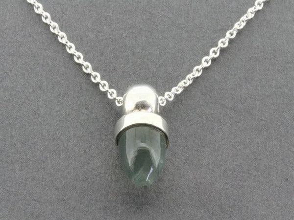 Prehnite and silver pendant necklace