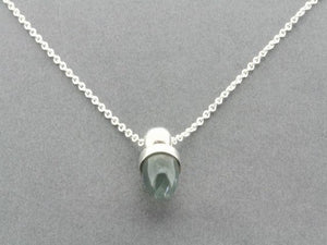 Prehnite and silver pendant necklace