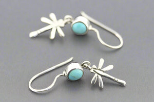 Dragonfly silver earring with turquoise - Makers & Providers