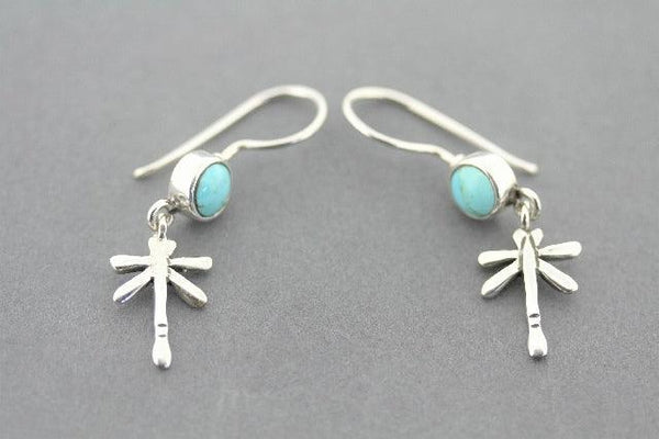 Dragonfly silver earring with turquoise - Makers & Providers