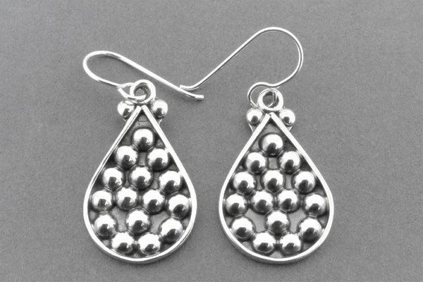 Teardrop tribal earring - sterling silver