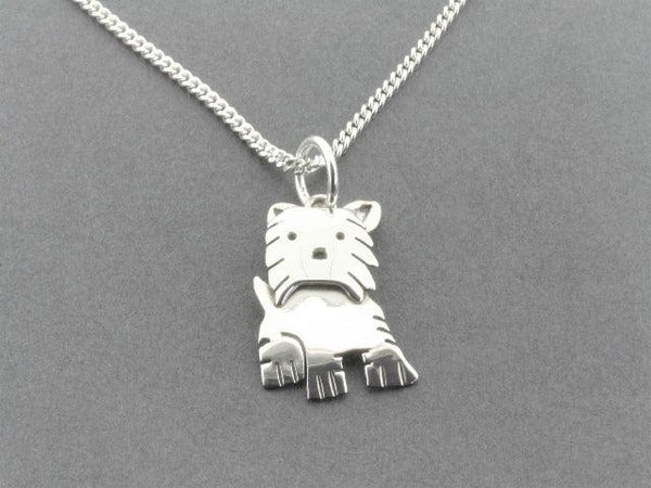 Terrier pendant - sterling silver on 55 cm link chain