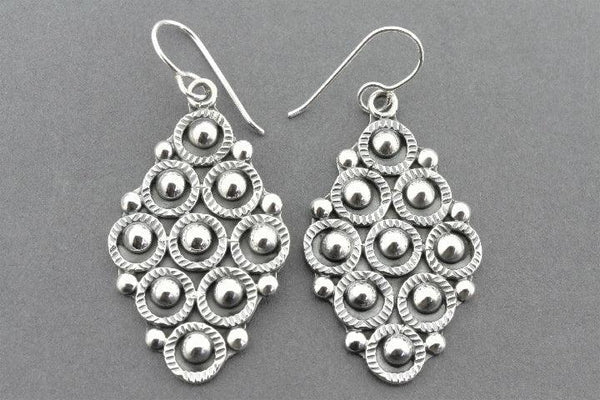 Tribal fabric earring - sterling silver