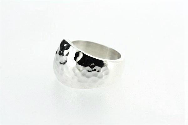 sterling silver ring with a hammered treatment