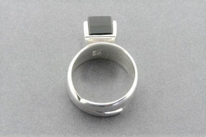 Adjustable silver block ring - onyx - Makers & Providers