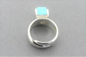 Adjustable silver block ring - turquoise - Makers & Providers