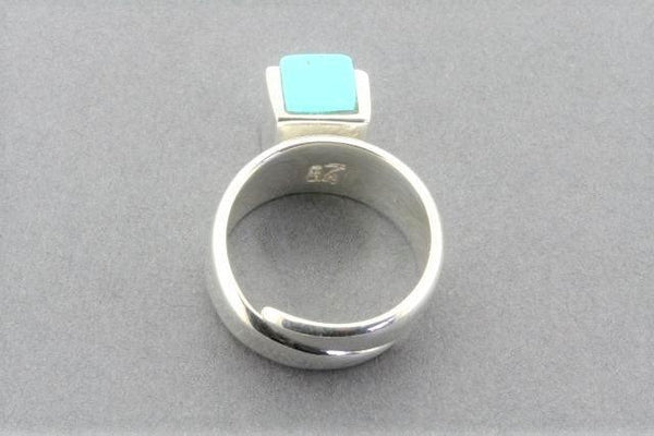 Adjustable silver block ring - turquoise - Makers & Providers