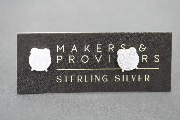 Alarm clock stud - sterling silver - Makers & Providers