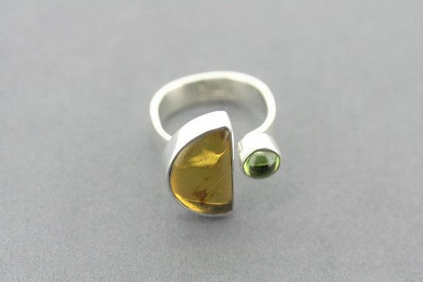 Moon & star ring - amber & citrine - Makers & Providers