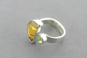 Moon & star ring - amber & citrine - Makers & Providers