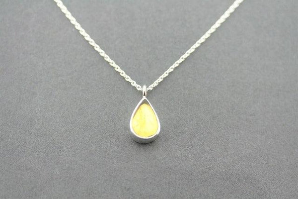 Amber teardrop silver pendant necklace - Makers & Providers