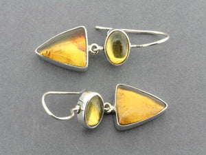 silver amber earrings