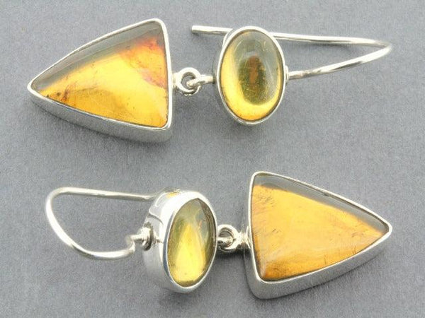 silver amber earrings