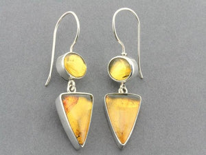 silver amber earrings