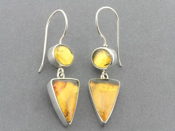 silver amber earrings