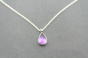 Amethyst teardrop silver pendant necklace - Makers & Providers