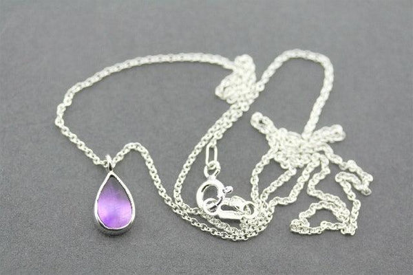 Amethyst teardrop silver pendant necklace