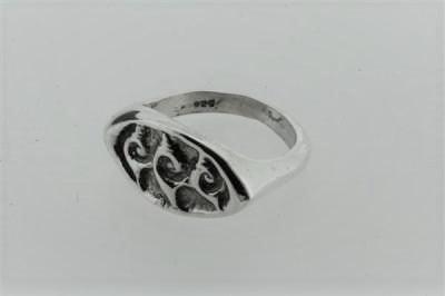 silver signet ring with tribal detail