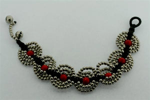 beaded flower bracelet - red - Makers & Providers