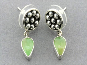 Beaded disc with teardrop earrings - chrysoprase & sterling silver - Makers & Providers