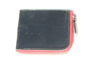 round the corner zip wallet - black with red zip - Italian leather - Makers & Providers
