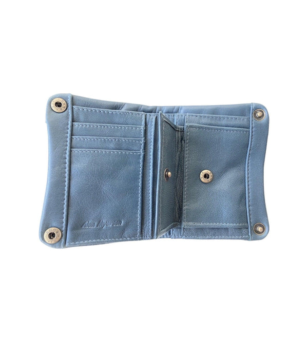 Zip detail wallet - small - blue jean