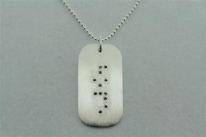 braille dog tag pendant - hope on 55cm ball chain - Makers & Providers