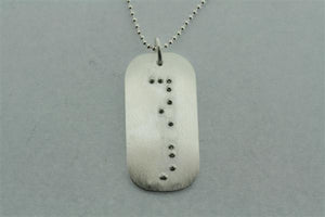 braille dog tag pendant - peace on 55cm ball chain - Makers & Providers