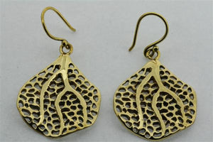 Brass Bodhi leaf earring - Makers & Providers