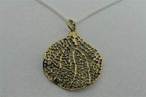 brass bohdi leaf pendant on 80cm link chain - Makers & Providers