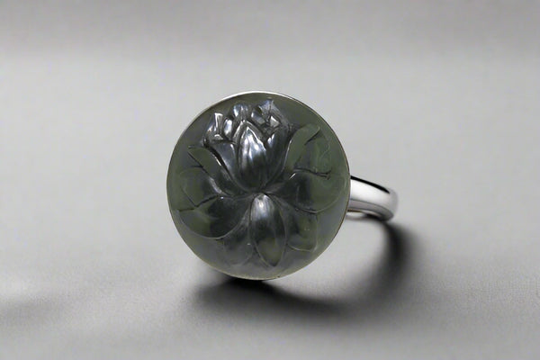 floral horn/silver circle ring - Makers & Providers