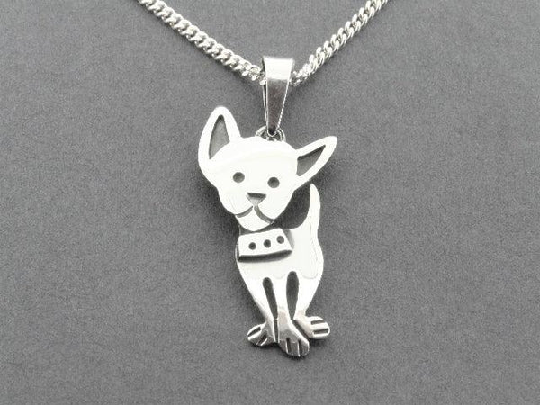 chihuahua pendant on 55 cm link chain - sterling silver - Makers & Providers