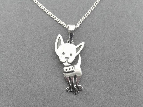 chihuahua pendant on 55 cm link chain - sterling silver - Makers & Providers