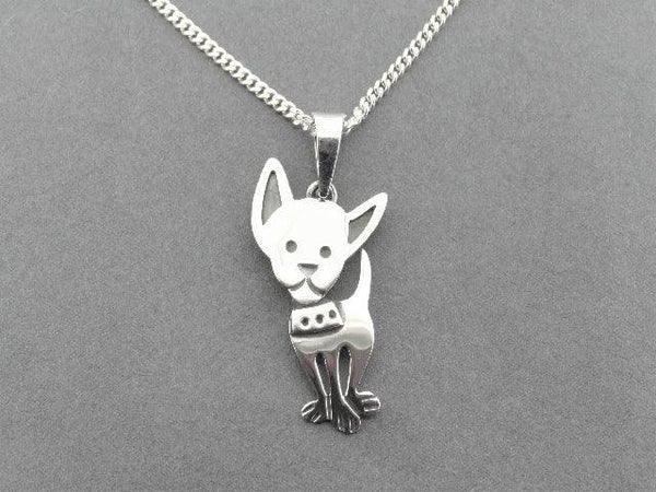 chihuahua pendant on 55 cm link chain - sterling silver