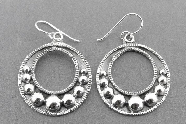 Circle tribal drop earring - sterling silver