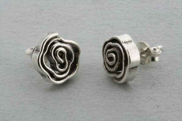 Coiled rose earring - pure silver