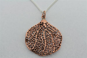 copper bohdi leaf pendant on 80cm link chain - Makers & Providers