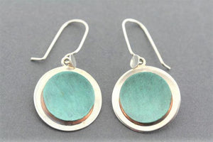 copper patina & silver cup earring - Makers & Providers