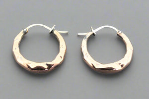 copper rustic hoops - sterling silver posts - Makers & Providers